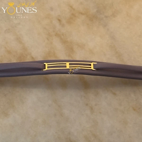 دستبند طلا زنانه چرمی مستطیل مینیمال L444